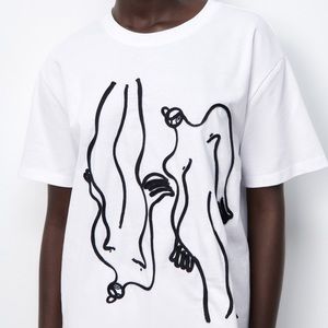 NWOT Zara Limited Edition Dina Bukva Embroidered White T-Shirt